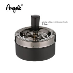 400024 Angelo Spin Σταχτοδοχείο 9εκ. Μαύρο/Ασημί