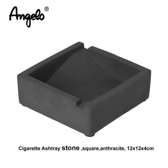 422024 Angelo Σταχτοδοχείο Πέτρινο Μαύρο 2 Θέσεων