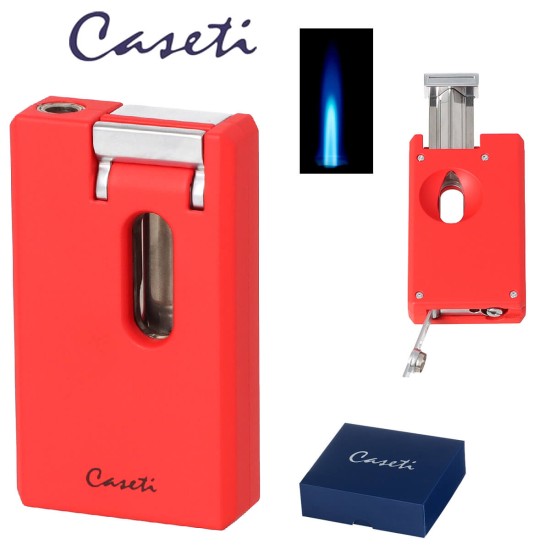 281942 Caseti Αναπτήρας 1xJet Κόκκινος Ματ/Ασημί Με V-Cut & Punch