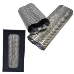 4036-SILVER Πουροθήκη Carbon Fiber 2 Θέσεων Ασημί