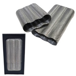 4037-SILVER Πουροθήκη Carbon Fiber 3 Θέσεων Ασημί