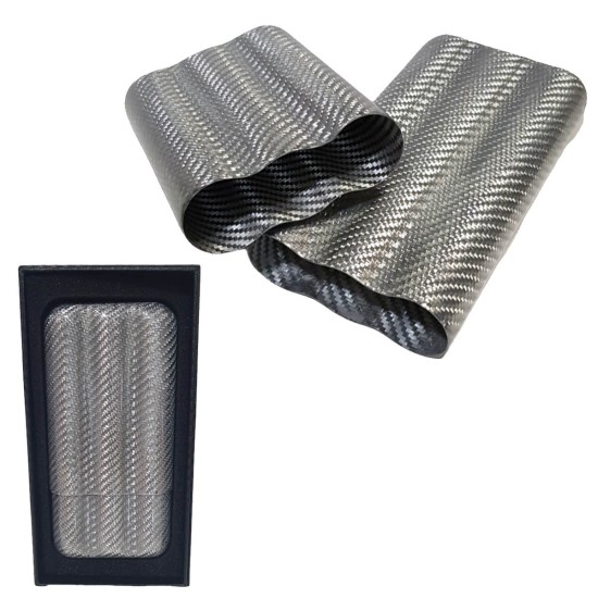 4037-SILVER Πουροθήκη Carbon Fiber 3 Θέσεων Ασημί