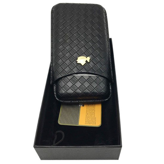 4057 Δερμάτινη Πουροθήκη Cohiba logo 3 Θέσεων Μαύρη