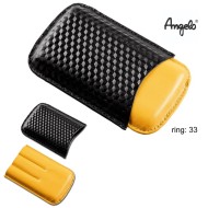 813011 Angelo Δερμάτινη Πουροθήκη Μαύρη-Κίτρινη 3 Θέσεων R33