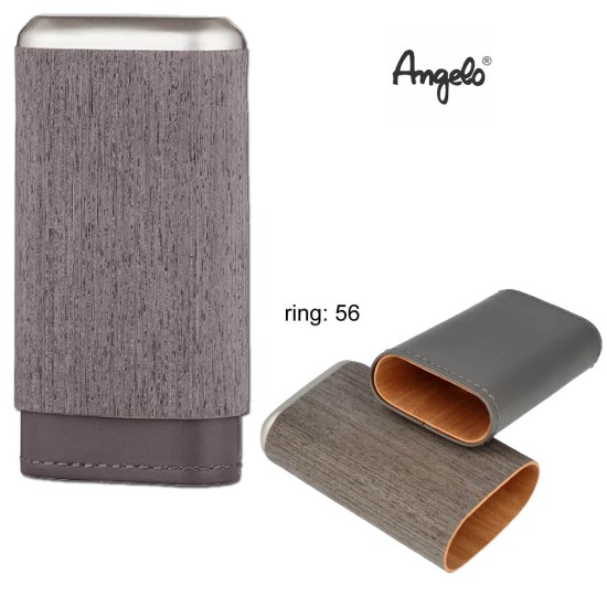 813050 Angelo Δερμάτινη Πουροθήκη Γκρι  3 Θέσεων R56