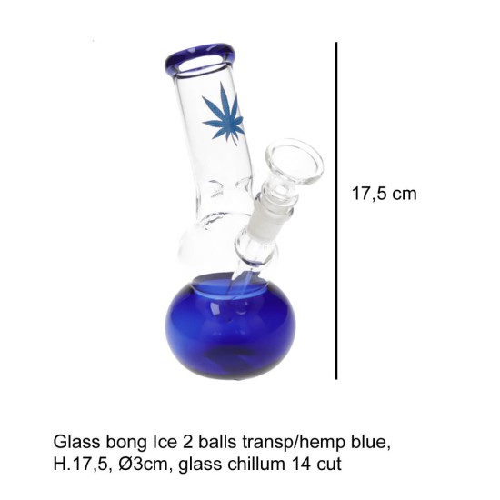 345076 Γυάλινο Bong 17.50εκ Διάφανο-Μπλε