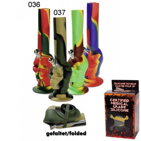 GB036 Silicone Bong 'Skull' Camouflage red