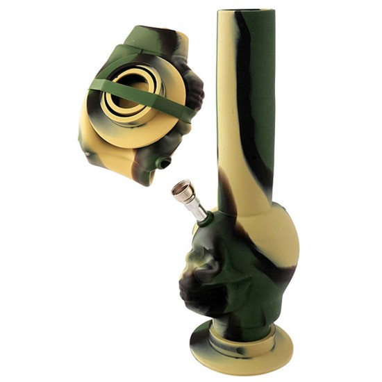 GB037 Silicone Bong 'Skull' Camouflage green