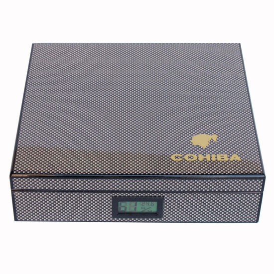 1487-CA-COH  Υγραντήρας Carbon 25 πούρων Cohiba logo