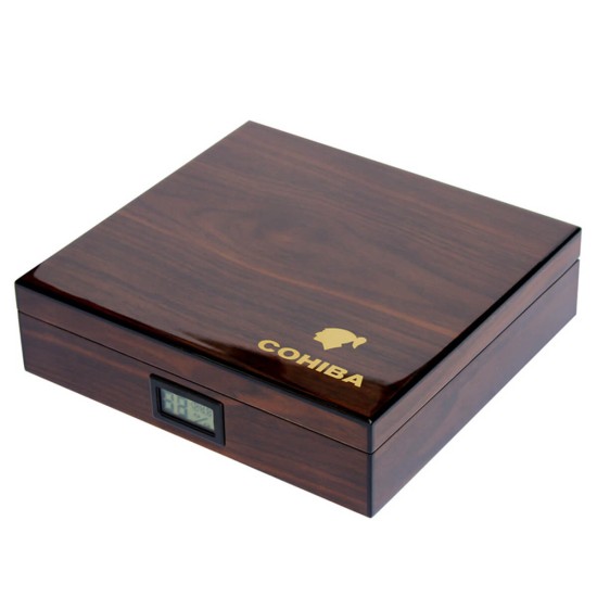 1487-W-COH  Υγραντήρας 25 πούρων Cohiba logo Καφέ
