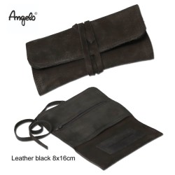 861690 Angelo Καστόρινη Καπνοθήκη Μαύρη με Κορδόνι 16cm