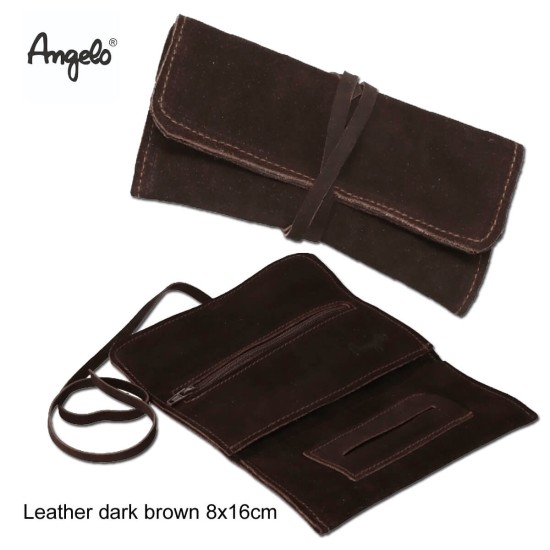 861700 Angelo Καστόρινη Καπνοθήκη Καφέ με Κορδόνι 16cm