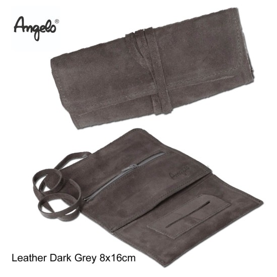 861710 Angelo Καστόρινη Καπνοθήκη Γκρι με Κορδόνι 16cm