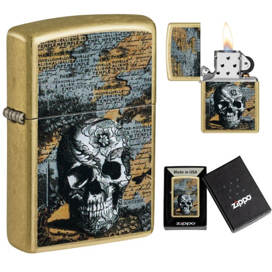 Z-46577 Αναπτήρας Zippo Floral Skull Design
