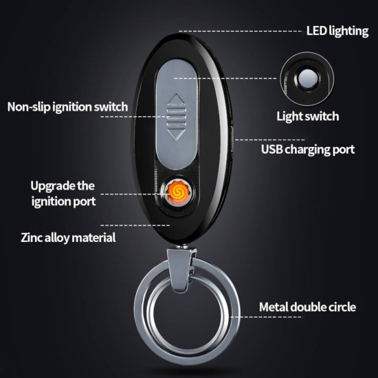 HC-736-B Heat coil black KeyChain lighter  /GG