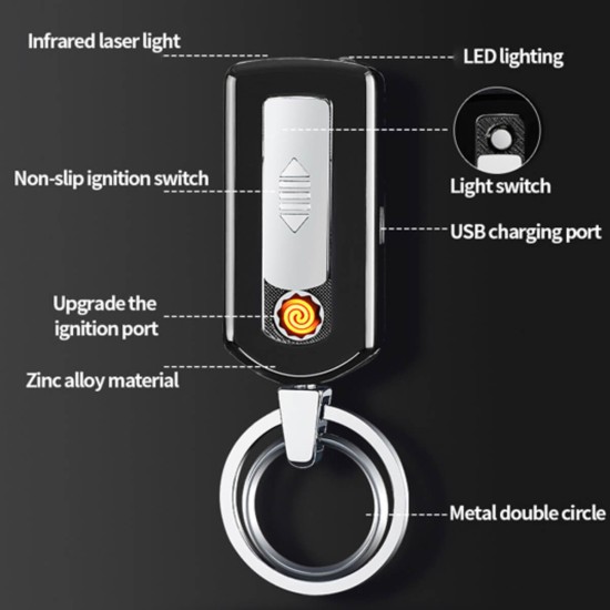 HC-737-B Heat coil black KeyChain lighter  /GG