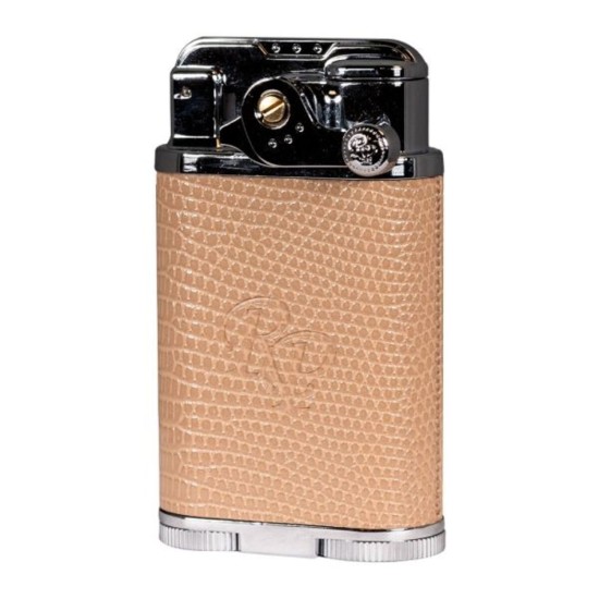 RP-3276650 Rocky Patel Davenport Αναπτήρας 4xJet Ασημί-Ταμπά Δέρμα & Punch