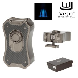 310042 Winjet Αναπτήρας Πούρου 4xJet Grey Carbon Με Punch