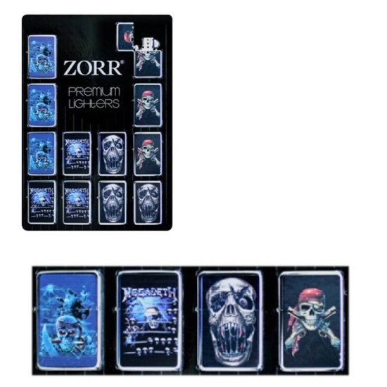 68910-Zorr Oil lighter Skull 12 pcs