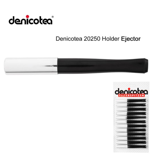 650080 Πίπα Τσιγάρου Denicotea Μαύρη-Ασημί Με Εξολκέα 12τμχ/dis