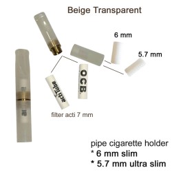 5.7-6mm GG Πίπα Τσιγάρου Μπεζ Διάφανη Slim-Ultra Slim