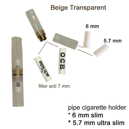 5.7-6mm GG Πίπα Τσιγάρου Μπεζ Διάφανη Slim-Ultra Slim