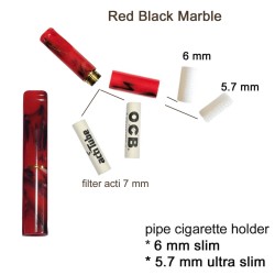 5.7-6mm GG Πίπα Τσιγάρου Κόκκινη-Μαύρη Marble Slim-Ultra Slim