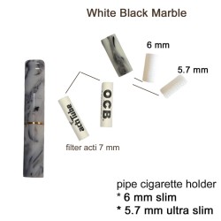 5.7-6mm GG Πίπα Τσιγάρου Λευκή-Μαυρη Marble Slim-Ultra Slim