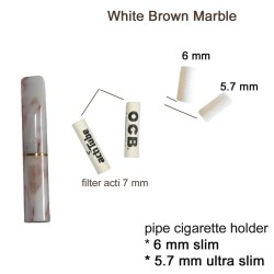 5.7-6mm GG Πίπα Τσιγάρου Λευκή-Καφέ Marble Slim-Ultra Slim