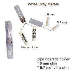 5.7-6mm GG Πίπα Τσιγάρου Λευκή-Γκρι Marble Slim-Ultra Slim