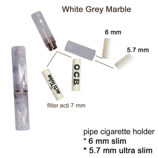 5.7-6mm GG Πίπα Τσιγάρου Λευκή-Γκρι Marble Slim-Ultra Slim