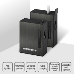 ARC-905 single black cigarette case- lighter  /GG