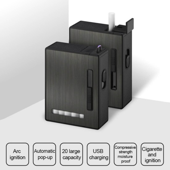ARC-905 single black cigarette case- lighter  /GG